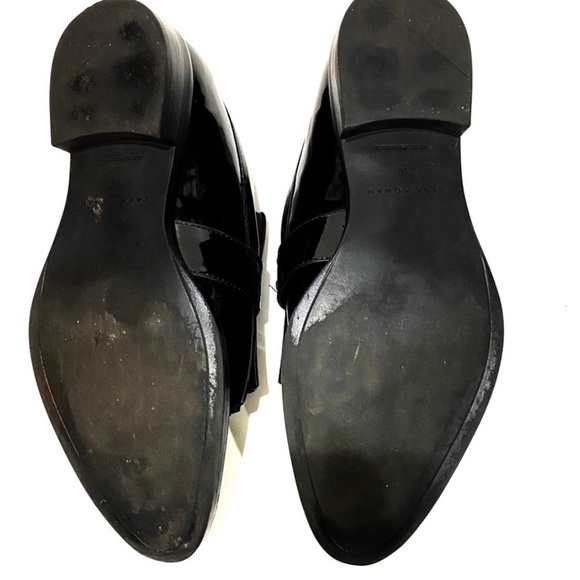 SOLD💋 ZARA Black Parent Leather Fringed Top Loafers Size 6 - Picture 7 of 8